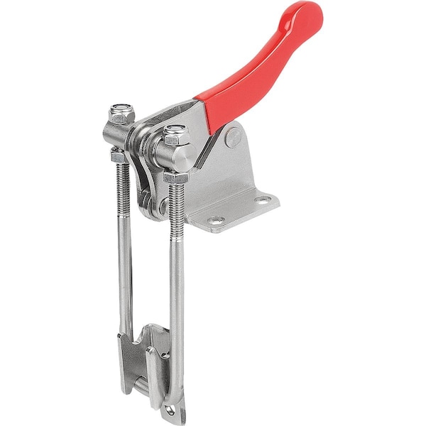 Kipp Latch-Action Clamp Vertical With Fixed Jaw, L1=29, 4, Stainless Steel Bright, Comp:Plastic Comp:Red K1265.17000 - main